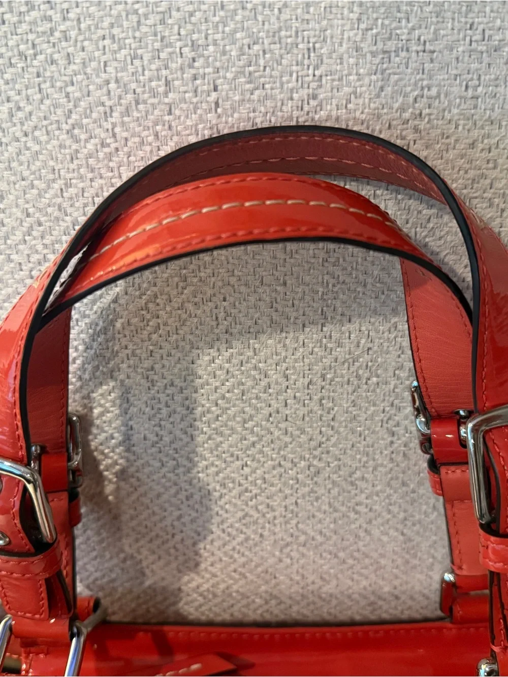 Coach Patent Signature Tote in Orange Patent